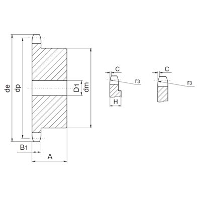 03B-1, Z37 - KOŁO ŁAŃCUCHOWE - HARTOWANE ZĘBY + CZERNIONE