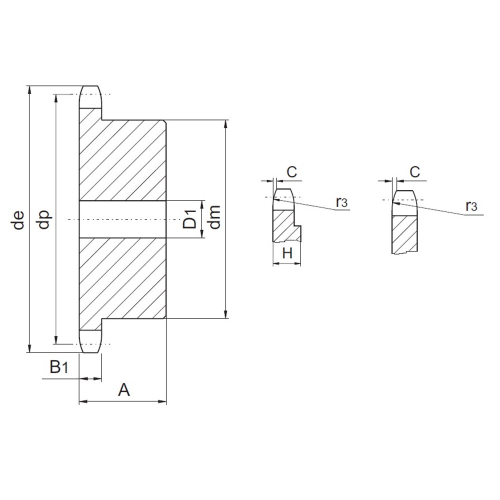 03B-1, Z37 - KOŁO ŁAŃCUCHOWE - HARTOWANE ZĘBY + CZERNIONE