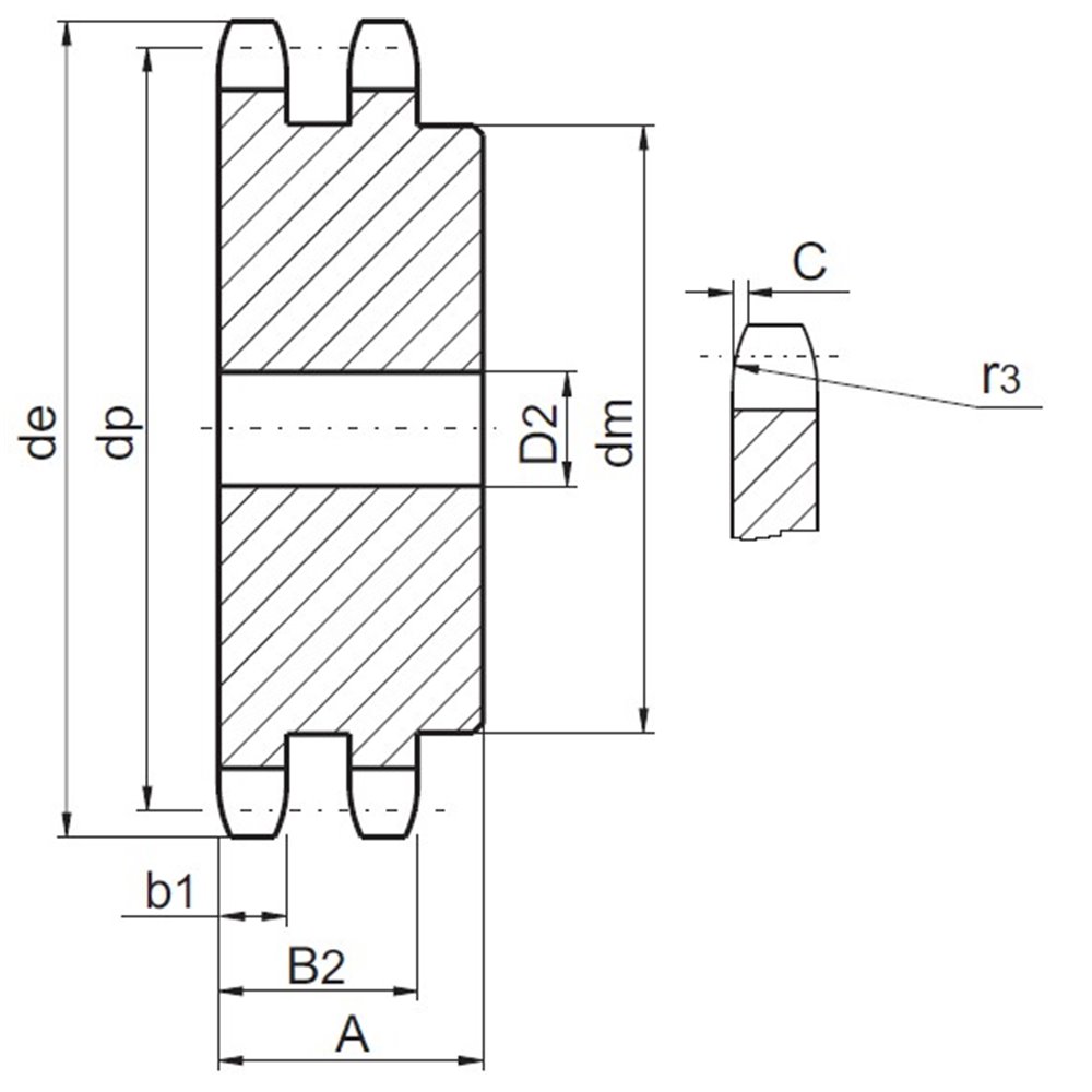 10B-2, Z110 - KOŁO ŁAŃCUCHOWE - HARTOWANE ZĘBY + CZERNIONE