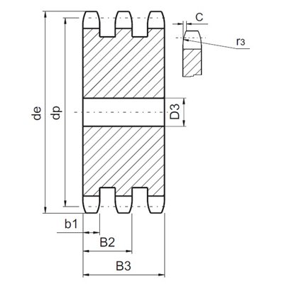 Koło łańcuchowe bez piasty 06B-3 Z114 hartowane indukcyjnie