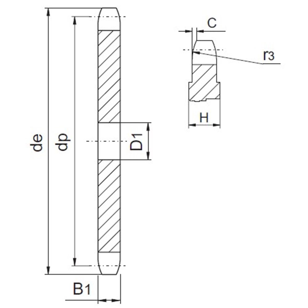 Koło łańcuchowe bez piasty 083B/084B-1 Z85 hartowane indukcyjnie