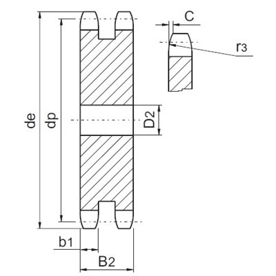 Koło łańcuchowe bez piasty 20B-2 Z11 hartowane indukcyjnie