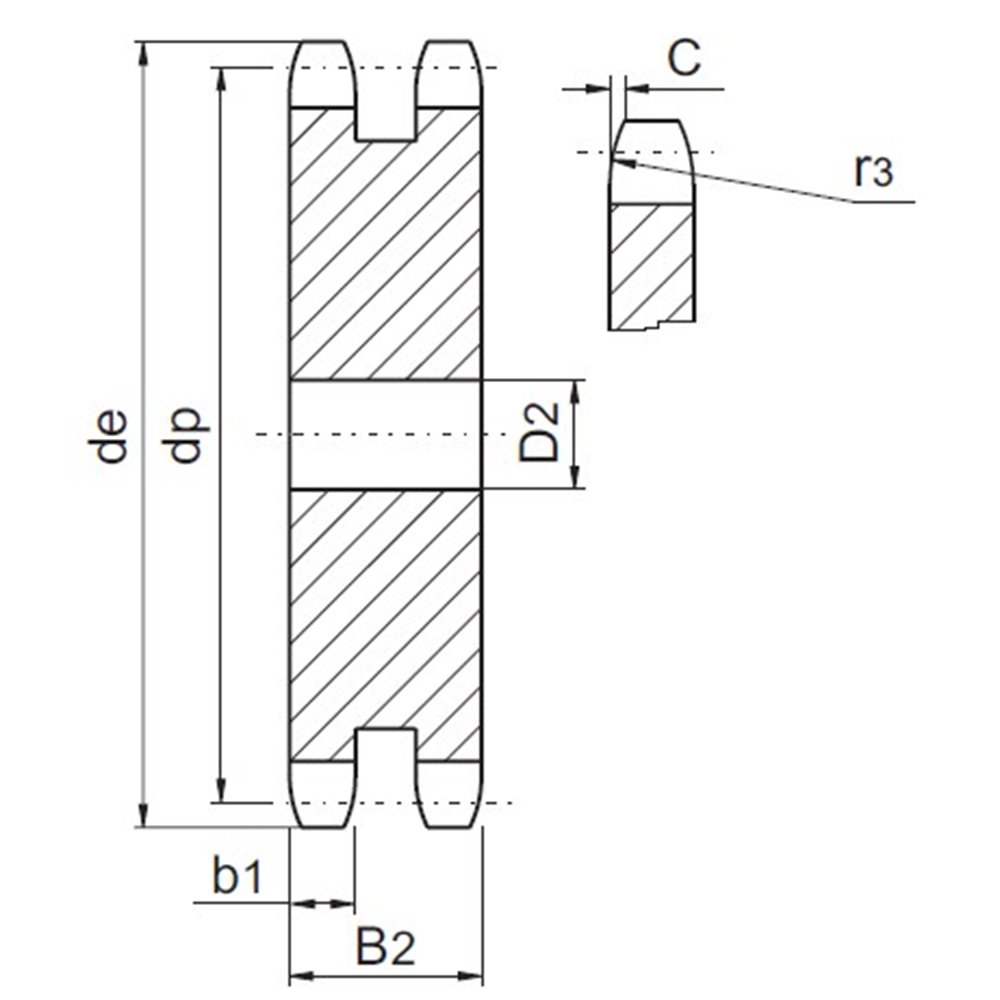 Koło łańcuchowe bez piasty 24B-2 Z9 hartowane indukcyjnie