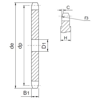 081B-1 - 31 ZĘBÓW - KOŁO ŁAŃCUHOWE BEZ PIASTY - HARTOWANE I CZERNIONE