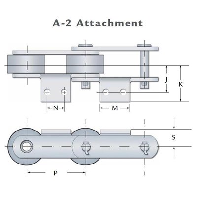 196R with A2 Attachments HITACHI Roller Conveyor Plain Chain